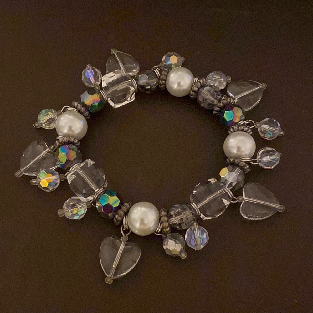 Crystal Cube and Heart Cha-Cha Bracelet